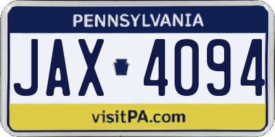 PA license plate JAX4094