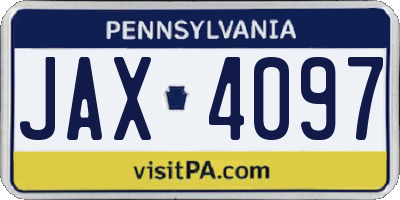 PA license plate JAX4097