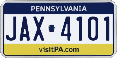 PA license plate JAX4101