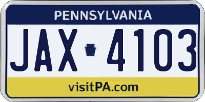 PA license plate JAX4103