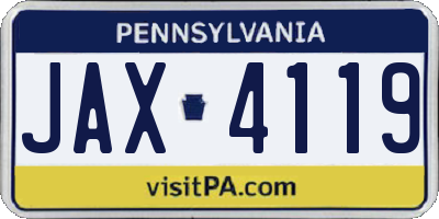 PA license plate JAX4119