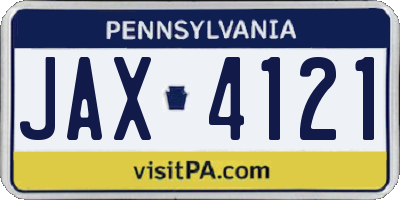 PA license plate JAX4121