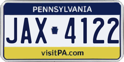 PA license plate JAX4122