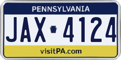 PA license plate JAX4124