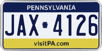 PA license plate JAX4126