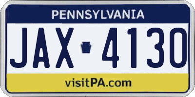 PA license plate JAX4130
