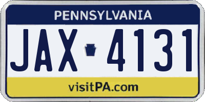 PA license plate JAX4131
