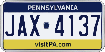PA license plate JAX4137