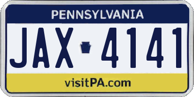 PA license plate JAX4141