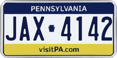 PA license plate JAX4142