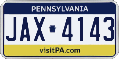 PA license plate JAX4143