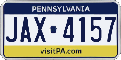 PA license plate JAX4157