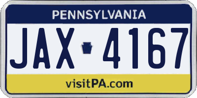 PA license plate JAX4167