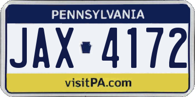 PA license plate JAX4172