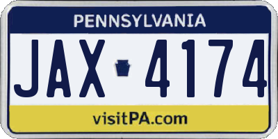 PA license plate JAX4174