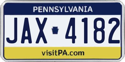 PA license plate JAX4182