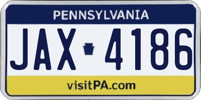 PA license plate JAX4186