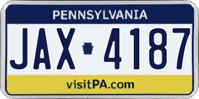 PA license plate JAX4187