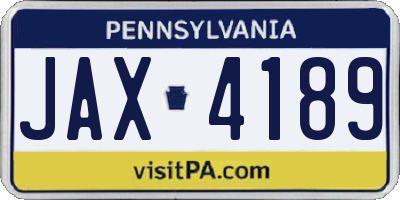 PA license plate JAX4189