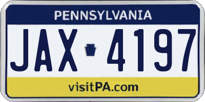 PA license plate JAX4197