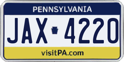PA license plate JAX4220