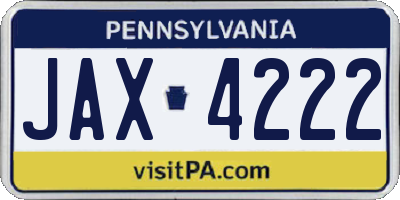 PA license plate JAX4222