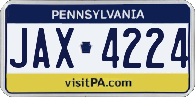 PA license plate JAX4224
