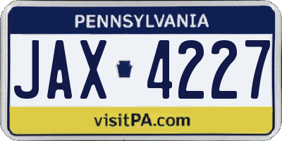 PA license plate JAX4227