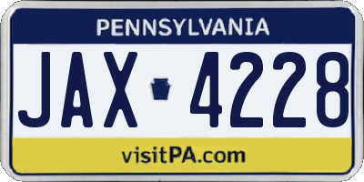 PA license plate JAX4228