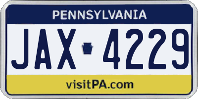 PA license plate JAX4229
