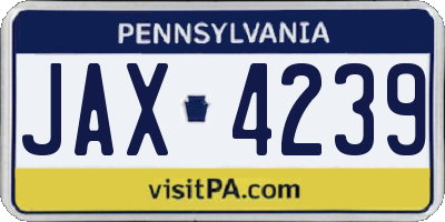 PA license plate JAX4239