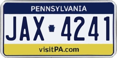 PA license plate JAX4241