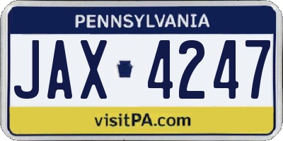 PA license plate JAX4247