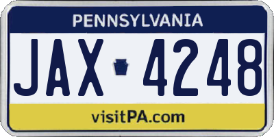 PA license plate JAX4248