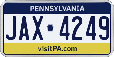 PA license plate JAX4249