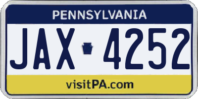 PA license plate JAX4252