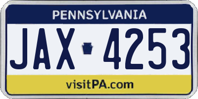 PA license plate JAX4253