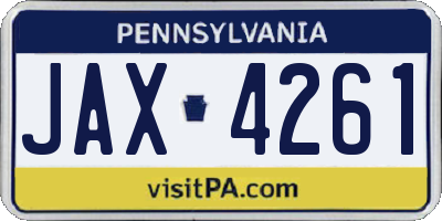 PA license plate JAX4261