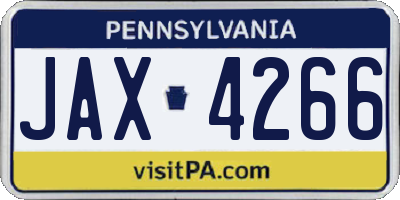 PA license plate JAX4266