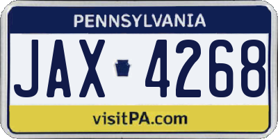 PA license plate JAX4268