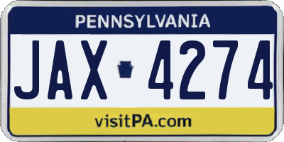 PA license plate JAX4274