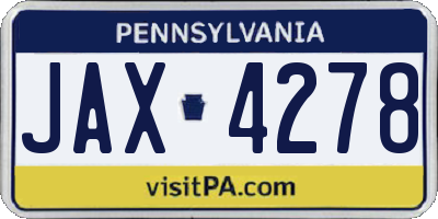 PA license plate JAX4278