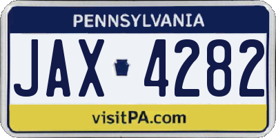 PA license plate JAX4282