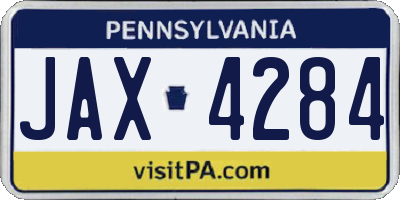 PA license plate JAX4284