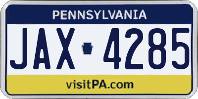 PA license plate JAX4285