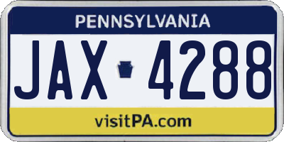 PA license plate JAX4288