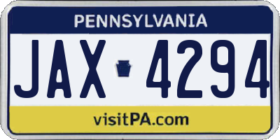 PA license plate JAX4294