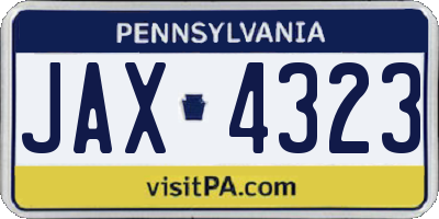 PA license plate JAX4323
