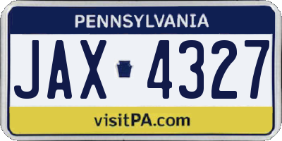 PA license plate JAX4327