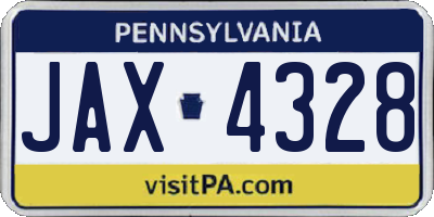 PA license plate JAX4328